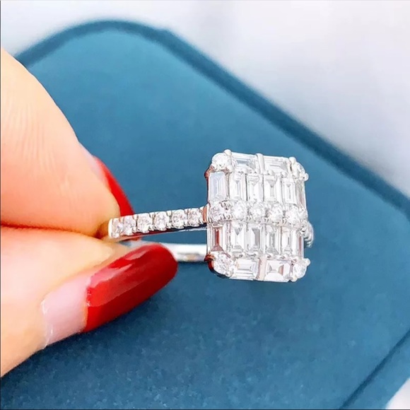 New 925 silver Engagement AAAA White Zircon  Silver Wedding Bridal Ring - Picture 3 of 5